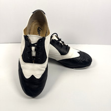 Leo Spectator Tap Dance Shoes Women's 7 1/2 M Black White Leather Low Top