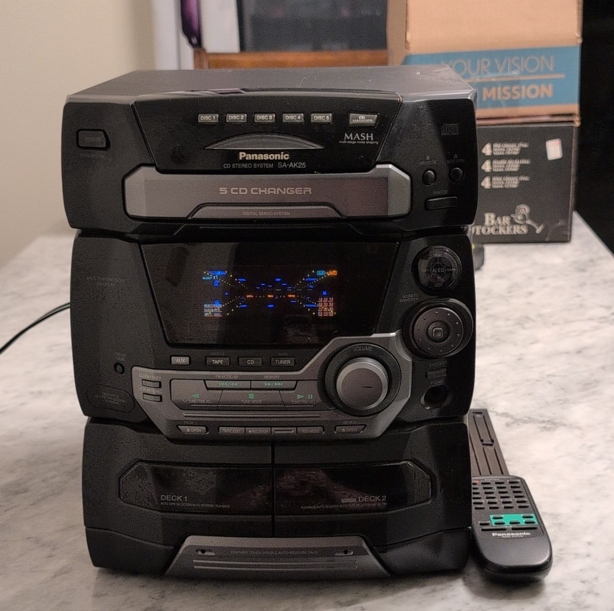 Panasonic SA-AK25 5 CD Changer Stereo System Cassette AM/FM AUX