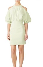 Genny Womens Mint Cold Shoulder Puff Sleeve Dress Green Size 46 US 10 FLAWS