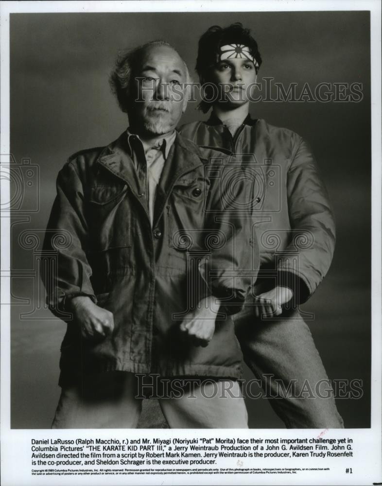 1989 Press Photo Ralph Macchio and Pat Morita star in The Karate Kid Part III.