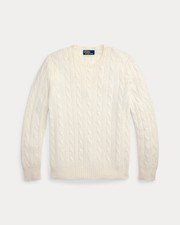 Polo Ralph Lauren Iconic Cable-Knit Cashmere Sweater Cream Men s Size Large NWT