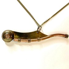 Brass & Copper Bosun's Whistle with Anchor Emblem