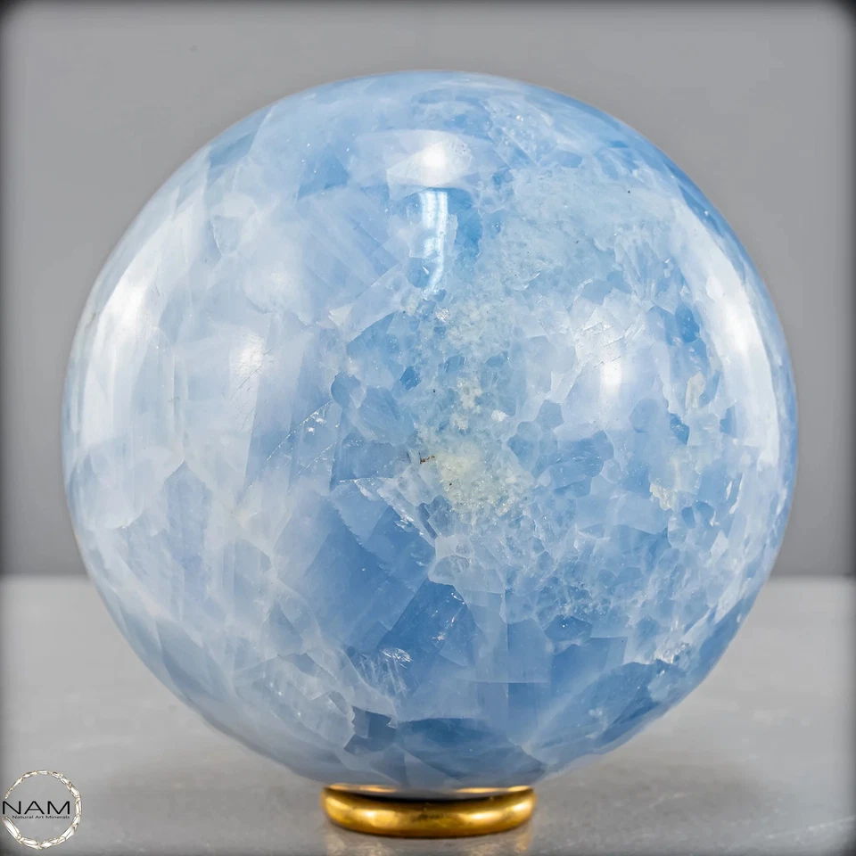 Natürliche Blaue Calcit-Kristall Kugel -1022,67g - 85mm - Bild 4 von 4