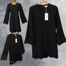 BNWT Women's WAREHOUSE Black Lace Detail Shift Dress Size 6 UK Classy Elegant