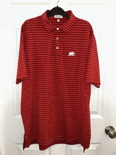 Men’s L (Large) Peter Millar Alabama Crimson Tide Red Stripe Polo Golf Shirt