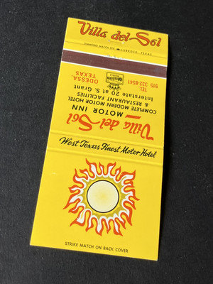 Vintage Texas Matchbook  Villa Del Sol Motor Inn  Odessa