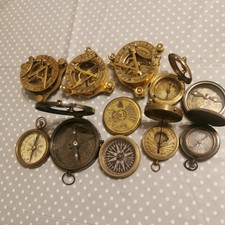 10x Compasses West London Stanley antique reproduction brass sundial compass