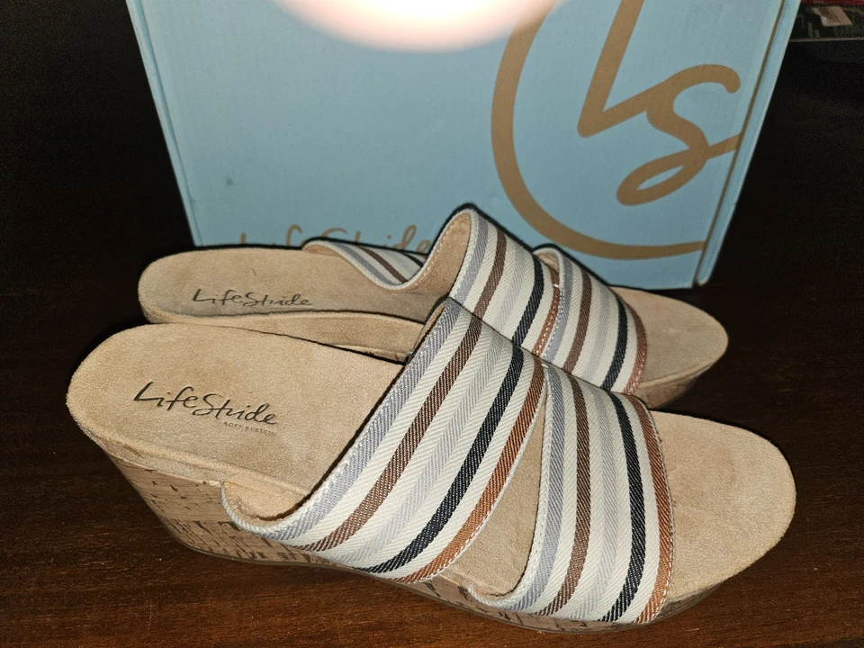 Sandalias de tacón de cuña múltiple grises DIVINE LIFE STRIDE - talla 9 1/2 M Foto 3 de 4