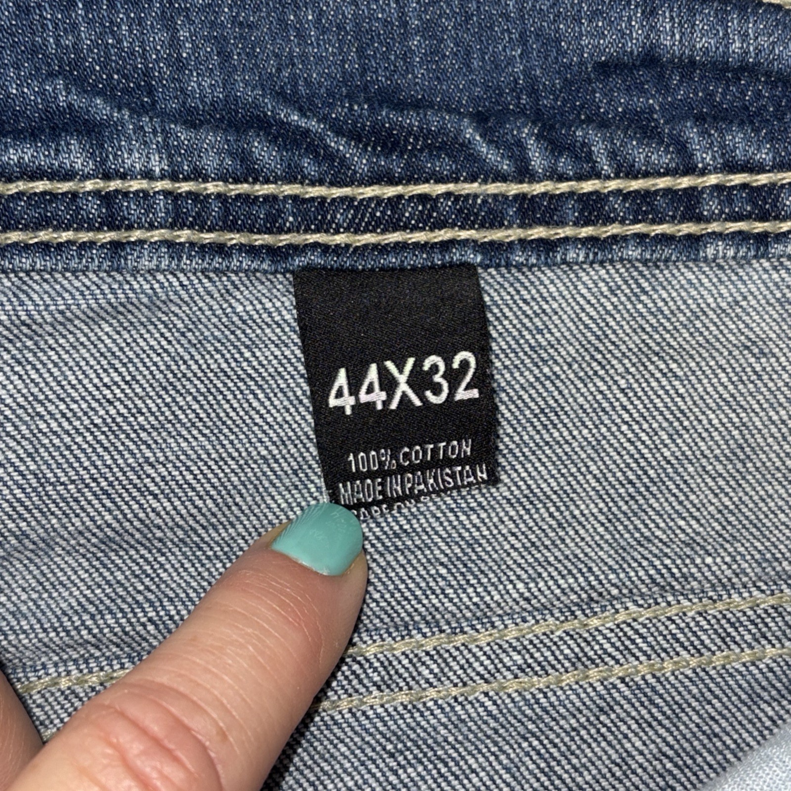 Focus Jeans Mens 44x32 Fits 43 X 29.5 Blue Denim Embroidered Pockets - View 5