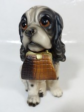 Vtg. Wales Japan Cocker Spaniel Dog Porcelain Ceramic Figurine Holding Purse