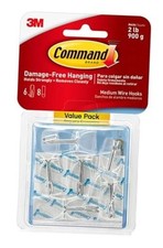 Command Medium Clear Wire Toggle Hooks, 6 Wall Hook and 8 Strips, 6 Hooks 1.45 per strip