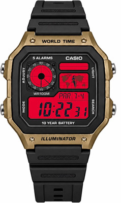 Casio golden Blood customized watch | Illuminator Alarm Black Resin Gold Case