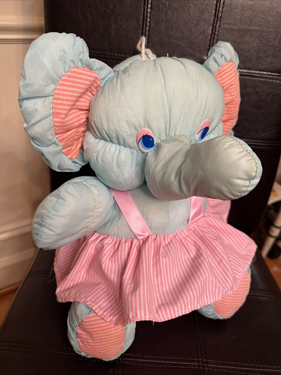 dandee⭐︎ Vintage DanDee Nylon Plush Blue/Pink Elephant 14” | eBay