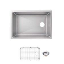 Glacier Bay 27 in. Undermount Single Bowl 18 Gauge Stainless Steel Sink w/ Acc.