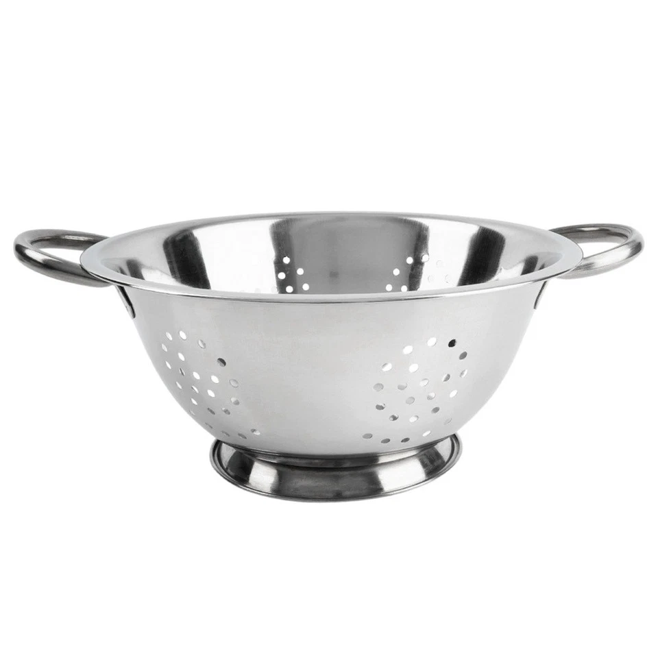 Passoire Cuisine Pâtes Égouttoir Acier Inoxydable Inox Poignées Pied 24cm Vilde - Photo 3/4