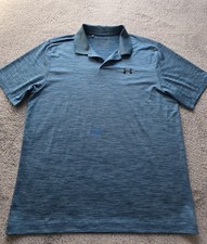 Under Armour Polo Shirt Mens Large Blue Striped The Performance Polo Golf