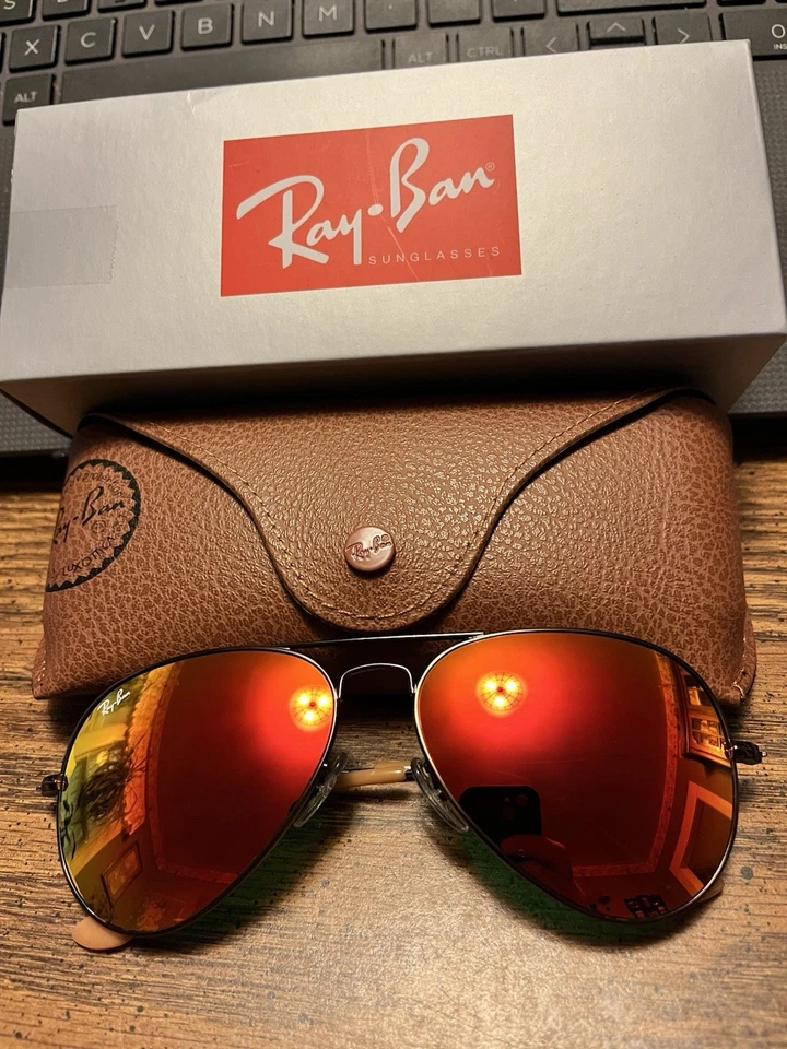 RAY-BAN АВИАТОРЫ RB3025 58 мм. БРОНЗОВАЯ ОПРАВА С КРАСНЫМИ/ОРАНЖЕВЫМИ ЗЕРКАЛЬНЫМИ ЛИНЗАМИ СО ВСПЫШКОЙ. - Изображение 2 из 4
