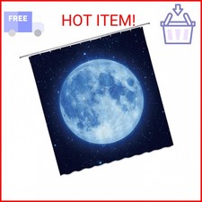 AMFD Amazing Moon Shower Curtain Beautiful Fantasy Starry Sky Glowing Moon Blue