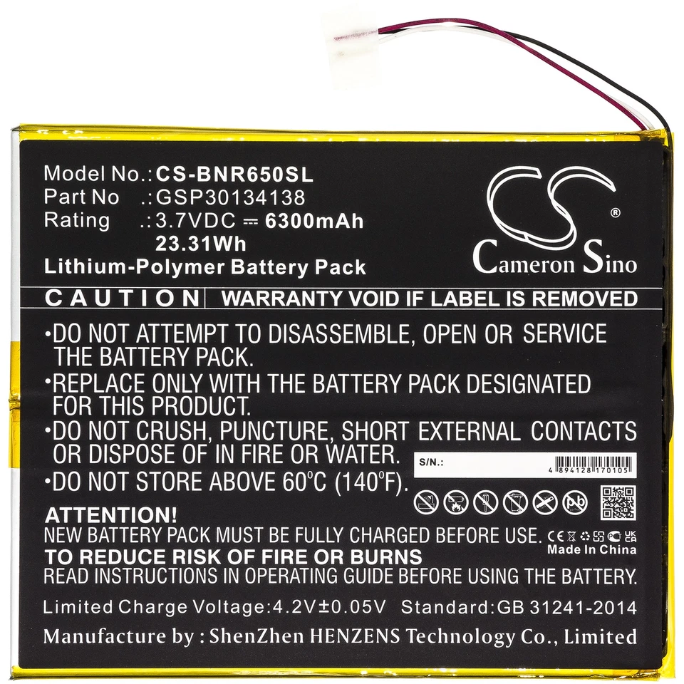 Battery for Barnes & Noble BNTV650 Nook 10.1 GSP30134138 Tablet CS-BNR650SL 3.8v - Image 3 of 4