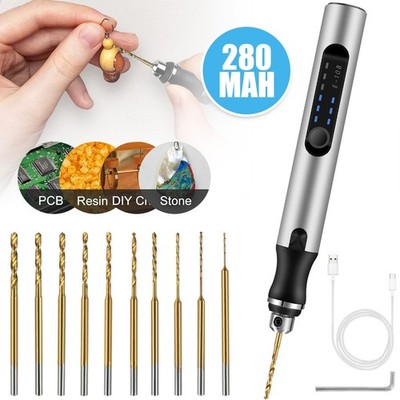 Mini Handbohrer Elektrische Spiralbohrer Set Bohrer Bits für Holz Schmuck Bastel