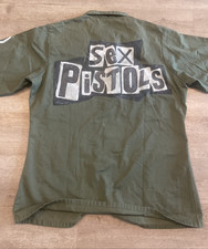 Vintage US Army Vietnam Era Military Utility Shirt with Sex Pistols Anarchy Art