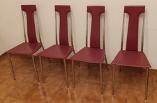 4 SEDIE IN PELLE BORDO STRUTTURA CROMATA SPEDIZIONE ESCLUSA!! LEGGI BENE TUTTO