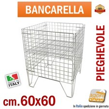 BANCARELLA PIEGHEVOLE 60x60 ESPOSITORE CESTA CESTONE CON RIPIANO MOBILE X NEGOZI