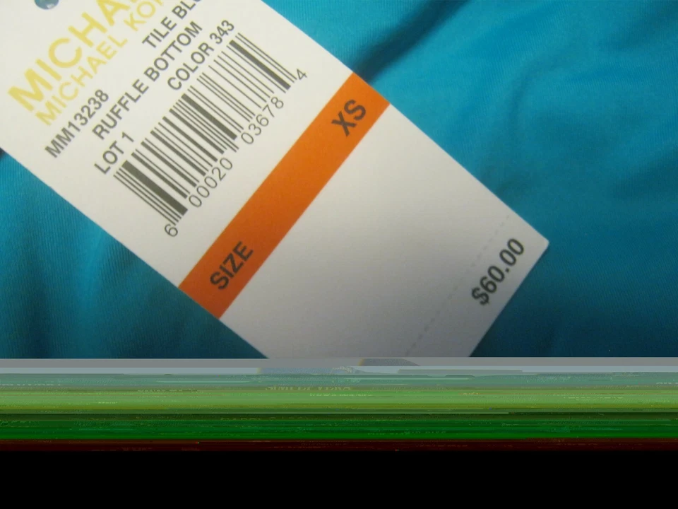 $60 MICHAEL KORS XS Ruffle Bikini Bottom Swimsuit Solid Blue Green NWT - Image 3 of 4