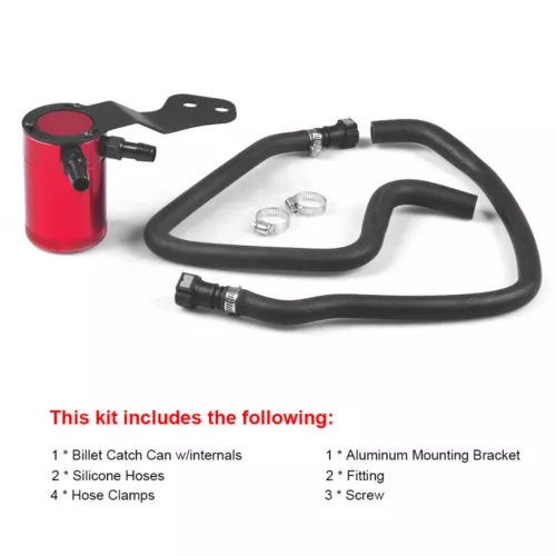 Red Aluminium PCV Baffled Oil Catch Can Tank Fit For 2016+ Chevrolet Camaro SS^ - Picture 7 of 9