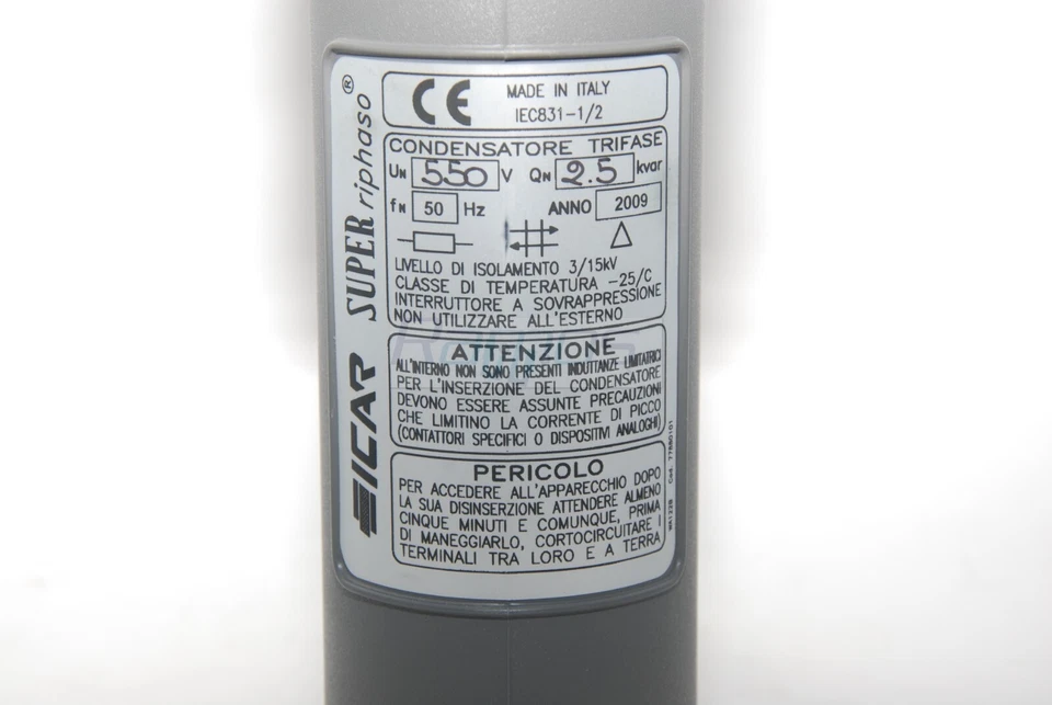 SRWT250150C1000 ICAR condensatore trifase modulare 2,5Kvar rifasamento fisso - Immagine 2 di 4