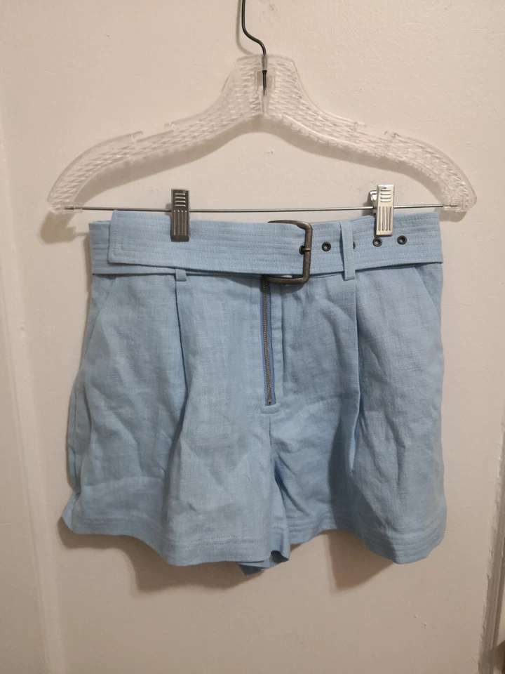 NEW RAMY BROOK Gleirys Belted Twill Shorts Misty Blue Size 4 $280 - Image 4 of 4
