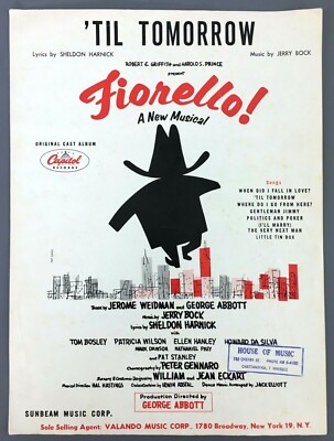 Til Tomorrow Sheet Music Piano Guitar Vocal 1959 Fiorello Bosley Vintage