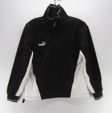 Puma Jacket Boys Youth Medium Black White Track Bomber Outdoor 1/2 Zip Logo NEW