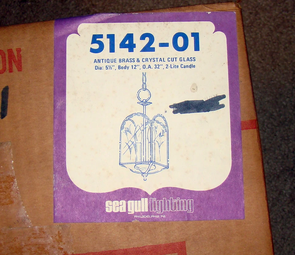 Iluminación de gaviota de mar latón antiguo, vidrio cortado de cristal 2 en 1 al ras/colgante 5142-01 Foto 2 de 4