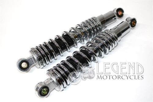Suzuki GT125 GT185 GT200 GT250 Pair Of Chrome Rear Shock Absorbers -- W6-03 - Picture 2 of 5