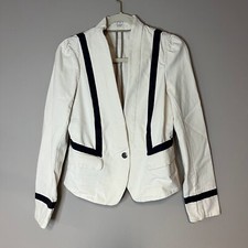 LOFT Preppy Cream Black Trim Blazer Jacket Spring Summer Womens 6