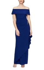 Alex Evenings Long Off-the-Shoulder Matte Jersey Dress