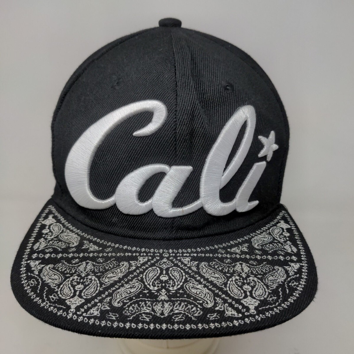 Readings Men's Snapback Flat Bill Hat Black Embroidered California Logo View 2