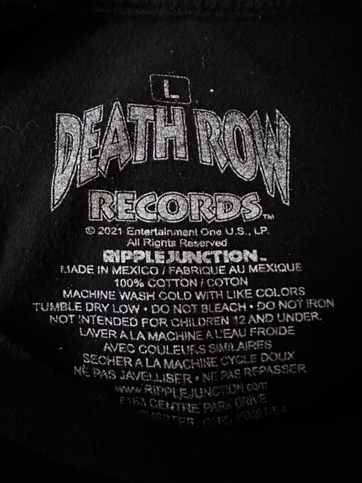 FILA Death Row Records X Ripple Junction Maglietta a Maniche Corte (L) Nero