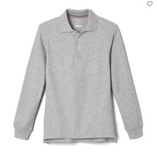 French Toast Little  Big Boys Long Sleeve Polo Shirt Gray
