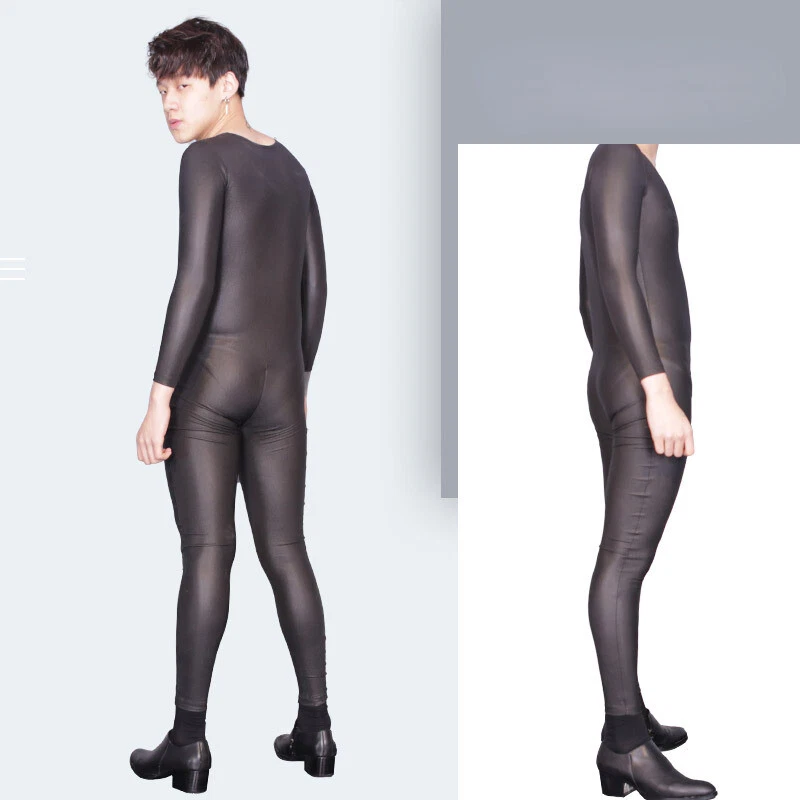 Hombres Imitación Cuero Spandex Body Mono Medias Club Wear Disfraz Foto 3 de 4