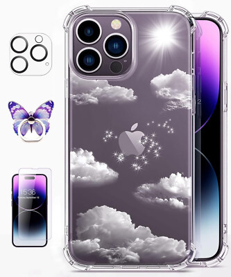 Clouds Handyhülle für iPhone 14 Pro Max 6,7'' & Displayschutz & Ringhalter