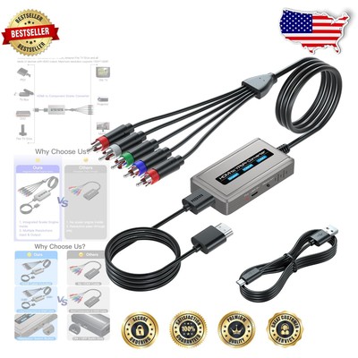 Plug and Play 1080P HDMI to Component Converter - Cables Included for Easy Setup