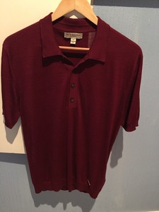 burgundy burberry polo shirt