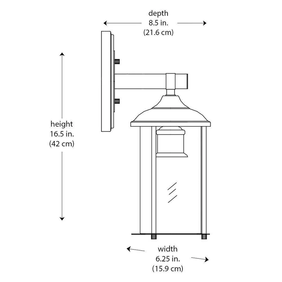Bel Air Lighting Blues 16.5 in. Black Brushed Nickel Outdoor Wall Light Fixture - Image 4 of 4