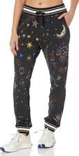 Johnny Was Pants Celestine French Terry Jogger Space Black Pant White Stars NEW