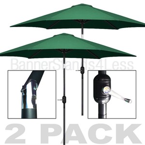 8 Ft Patio Umbrella Market W Crank Tilt Aluminum Outdoor Green 2 Pack Ebay