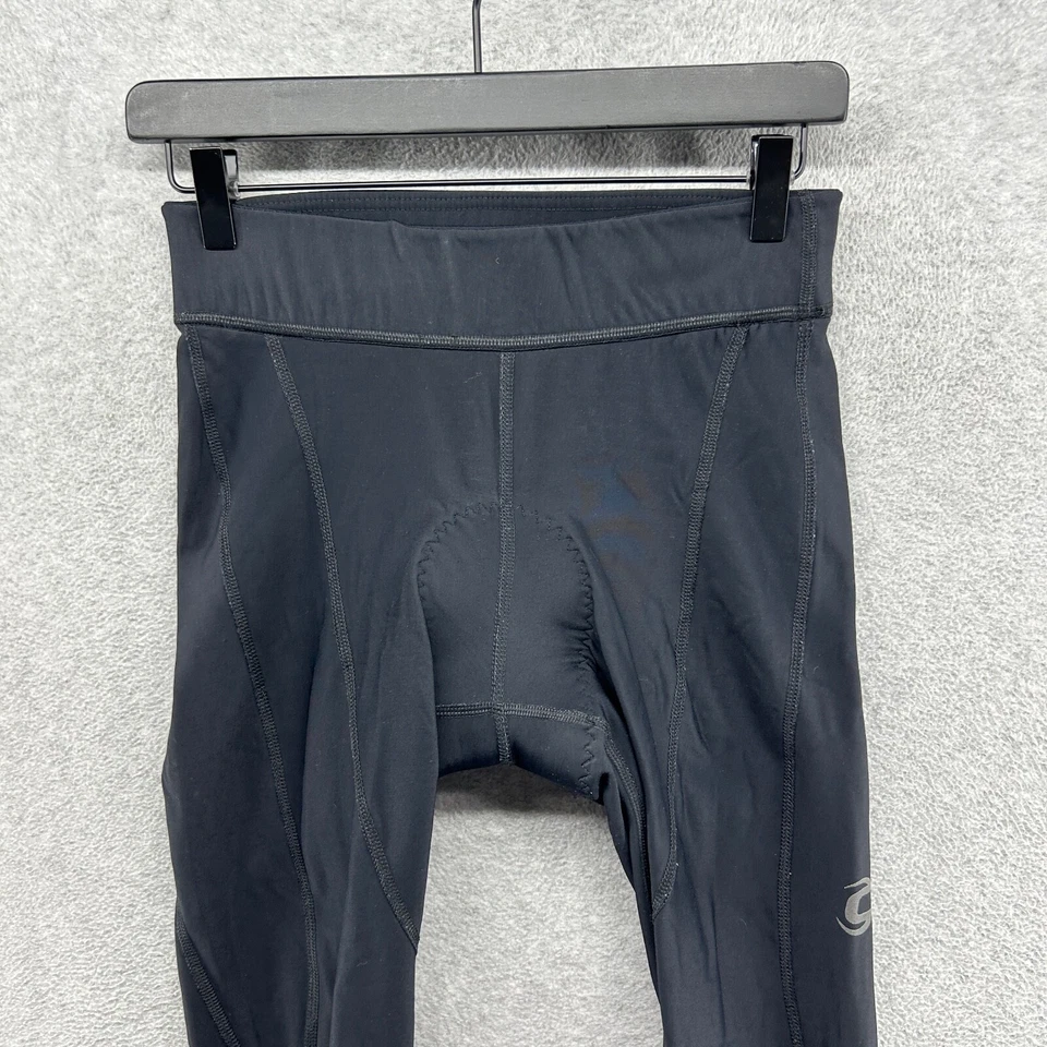 Leggings de ciclismo Cannondale feminina tamanho médio preta acolchoada camurça puxada - Imagem 3 de 4