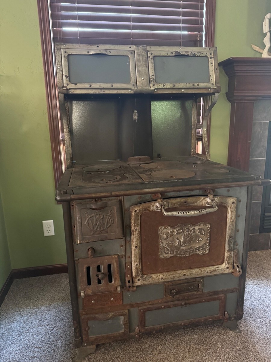 1920s or 1930s Antique Home Comfort Wood Stove - Wrought Iron