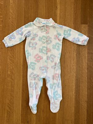 1990s Vintage Carters Baby Sleeper Terry Cloth Footed 9-12 Mo Neutral Bears  USA